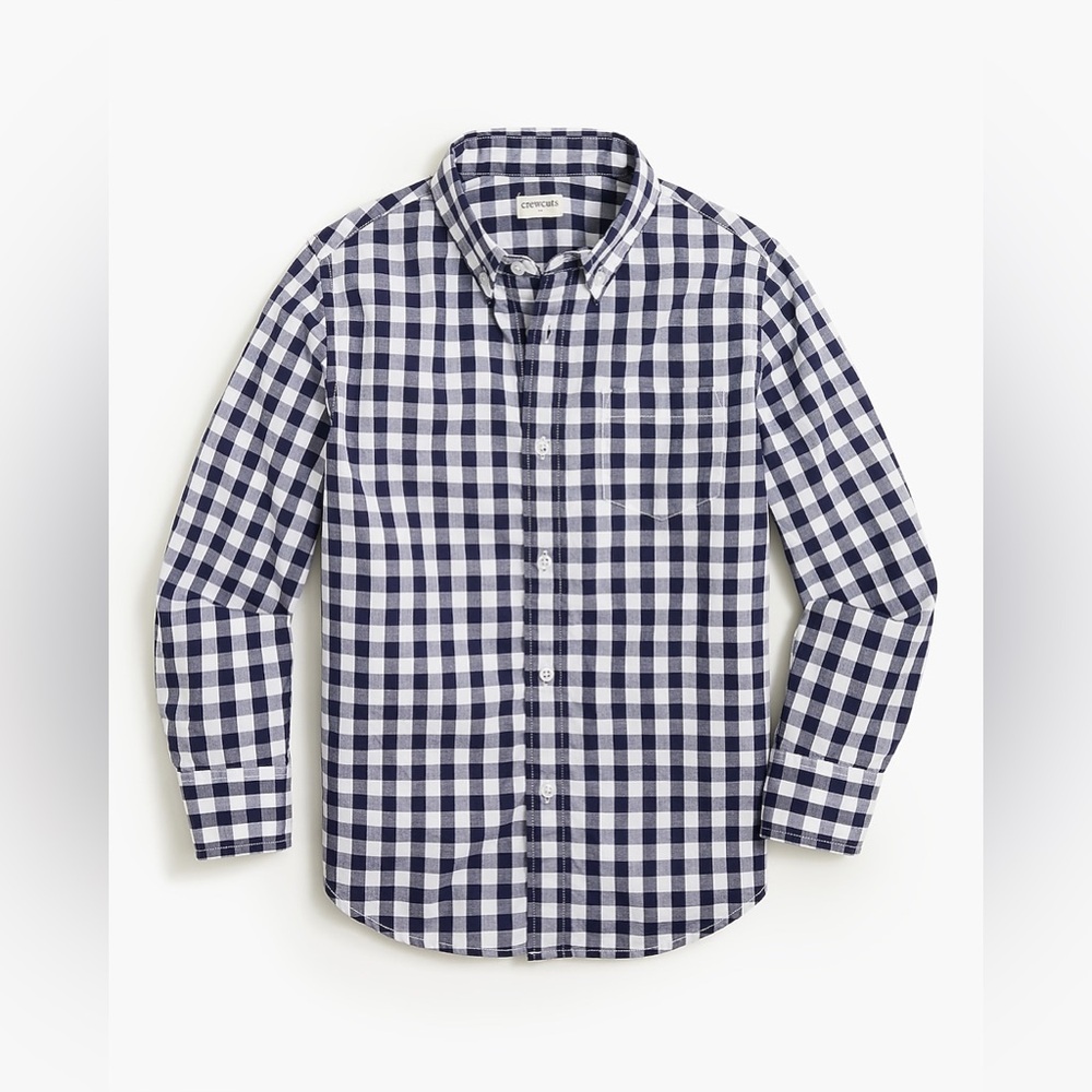 CREWCUTS Boys’ Long Sleeve Gingham Plaid Flex Button Down in‎ Authentic Navy 4-5